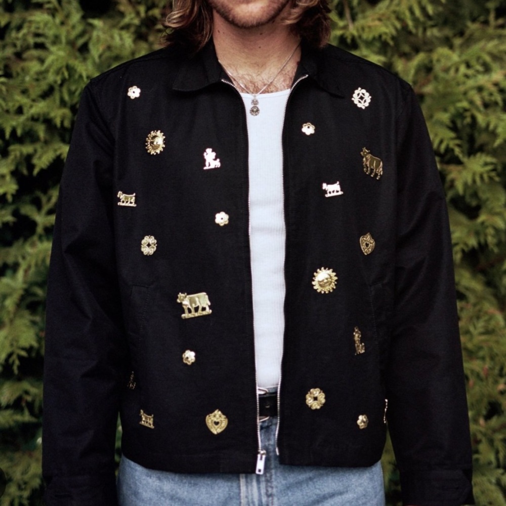 Bode Appenzeller Ohio Jacket - Size L. Black with Gold Pins